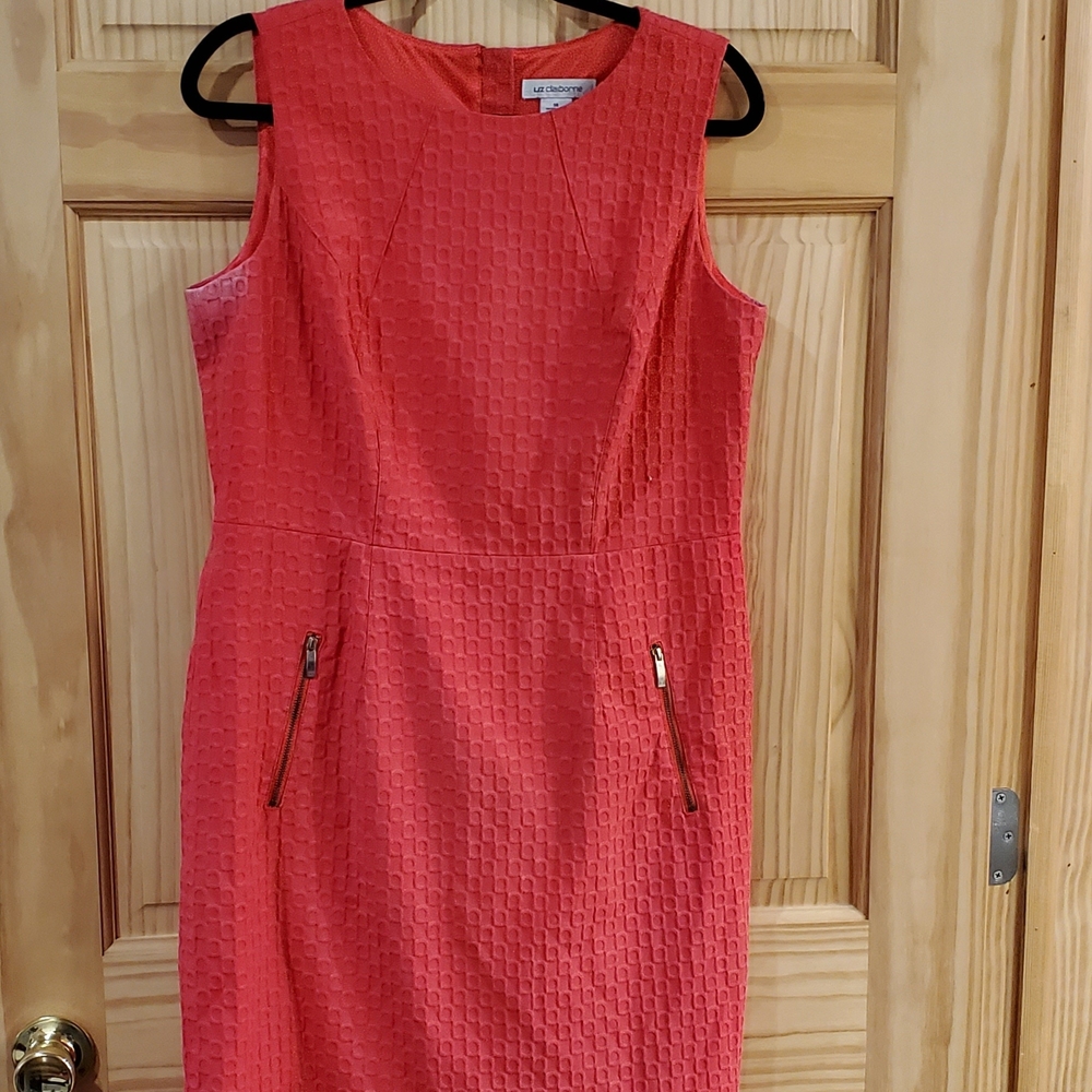 Liz Claiborne Coral Textured Sheath Dress with Zip Pockets